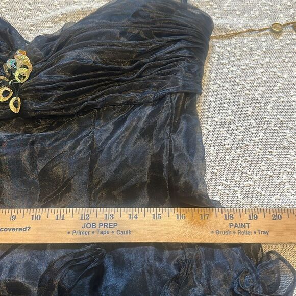 DEMETRIOS Bridal Black Strapless with Gold Sequins Mini Formal Prom Dress 16 NWT - Picture 11 of 12